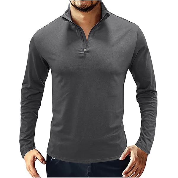Mens Quarter Zip Shirts Turtleneck Long Sleeve Pullover Sweatshirt